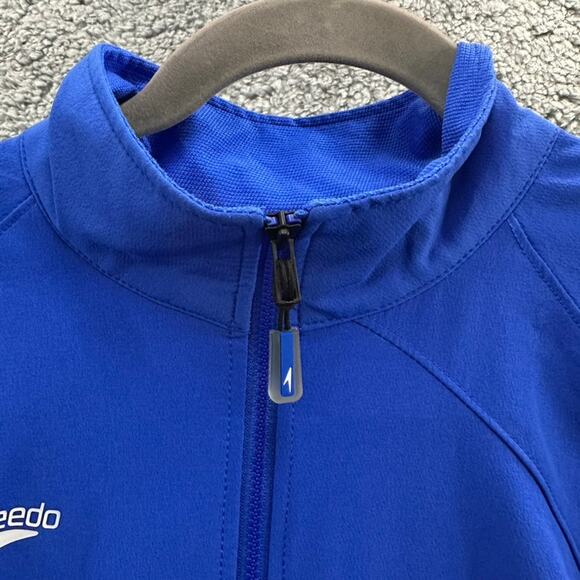 Speedo Men's Medium Long Sleeve Full Zip Team Jacket Blue‎ Black Swimmer - Picture 4 of 10